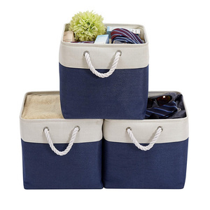 Collapsible fabric cube organizer canvas foldable storage  bins for laundry toys clothes, closet organizer