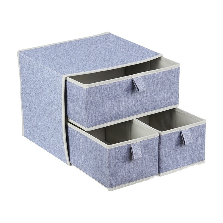 ANQI fashion blue strip factory made drawer  zipper bottom foldable sturdy  closet organizer clothes storage box