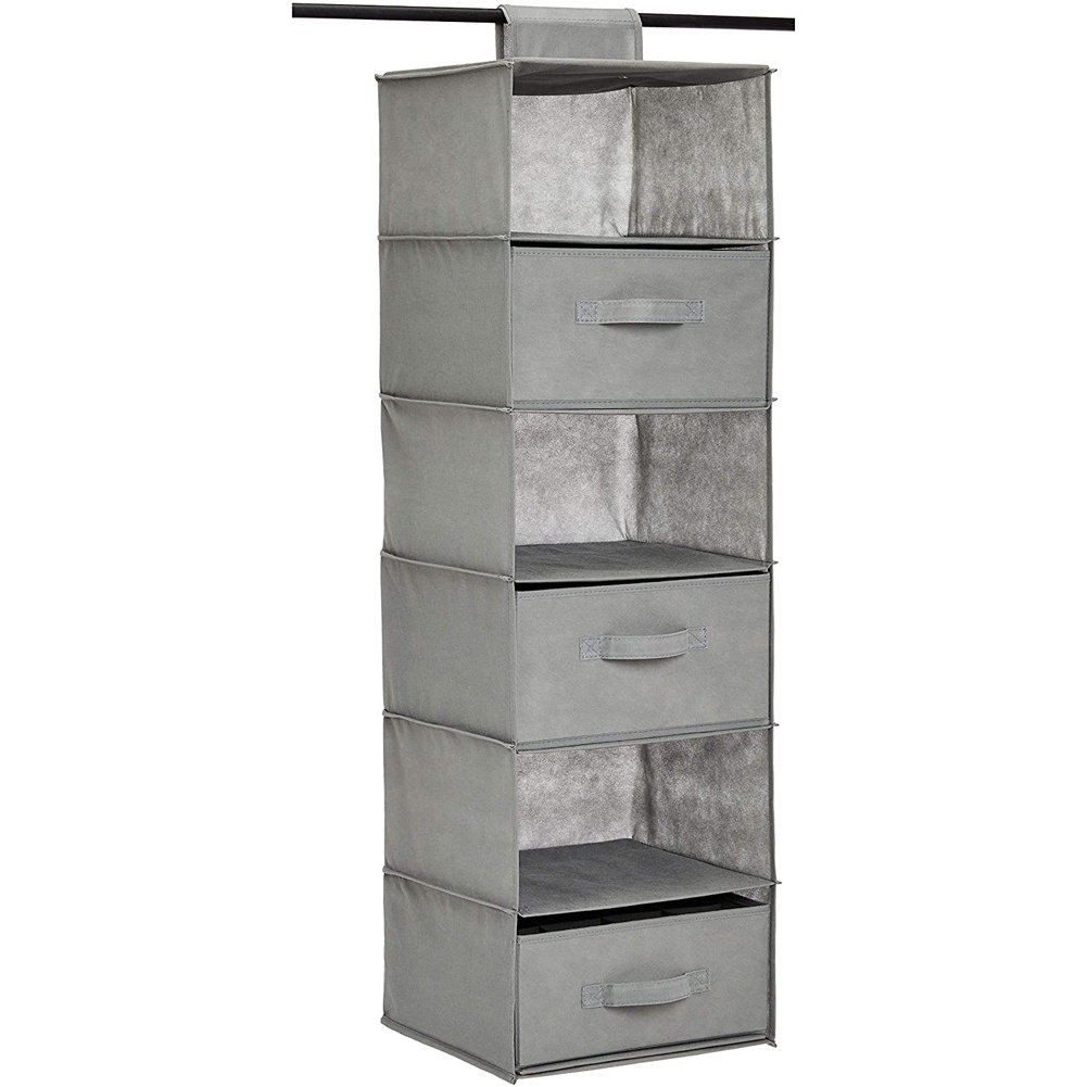 Hanging Closet Organizer, 6-Tier Hanging Shelf Closet Storage Organizer with Removable Drawers