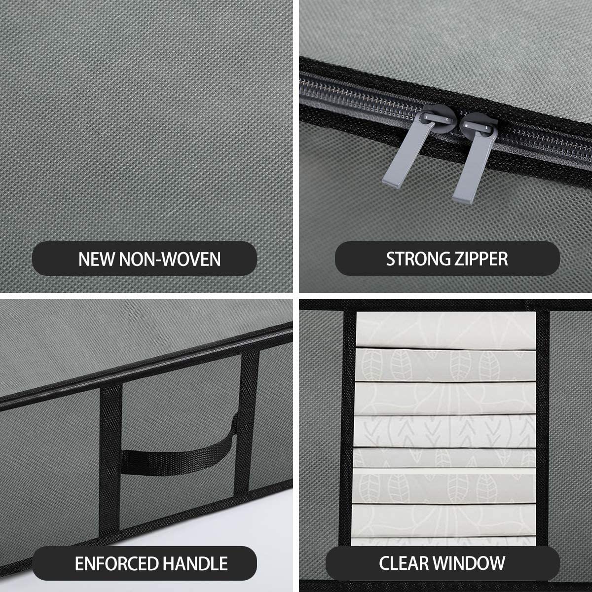 ANQI set of 4 see-though window good quality factory made  foldable  hot sale sturdy underbed closet organizer storage bag