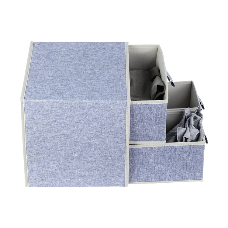 ANQI fashion blue strip factory made drawer  zipper bottom foldable sturdy  closet organizer clothes storage box