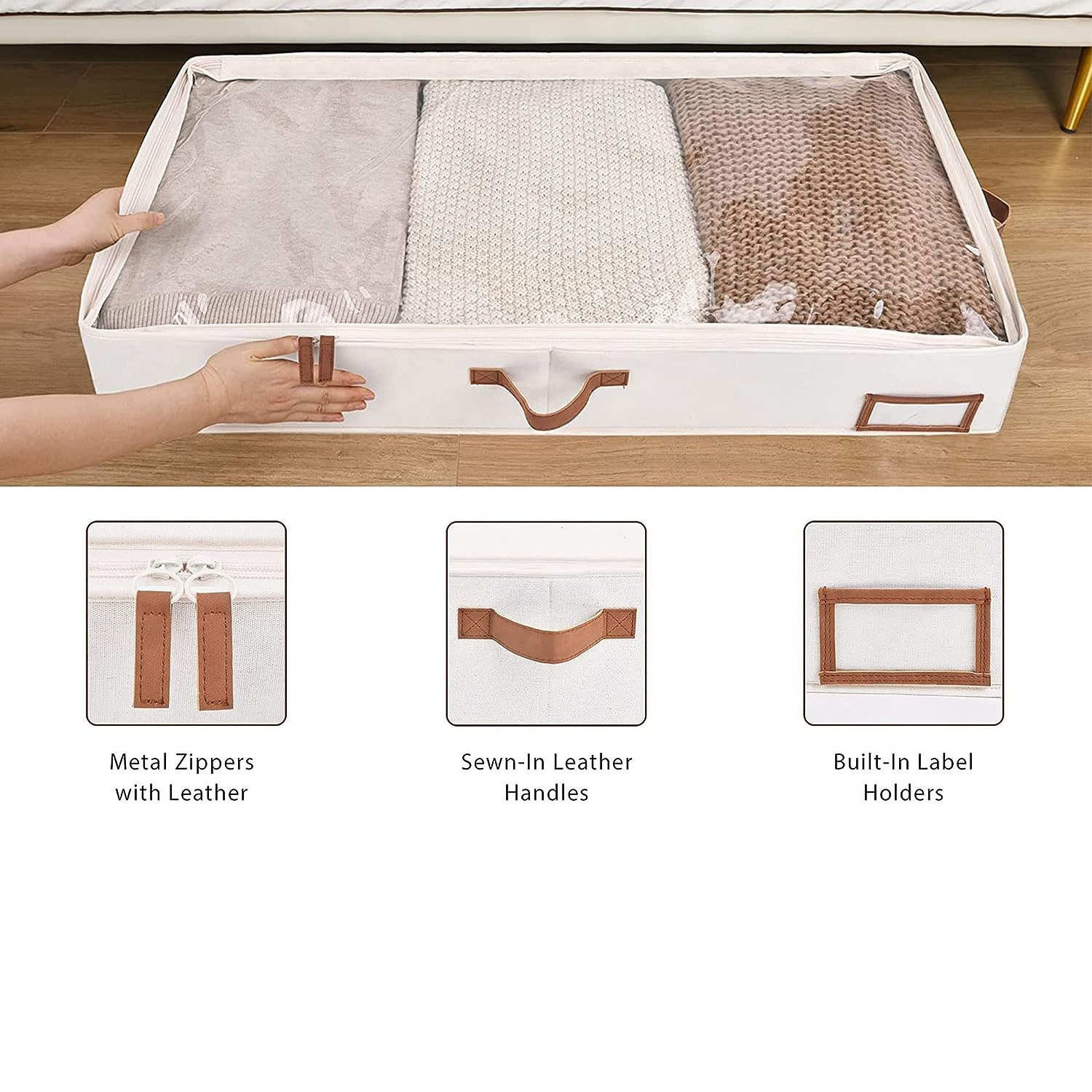 Customized professional Linen Dustproof Underbed Storage Bins Under Bed Storage Containers for clothes