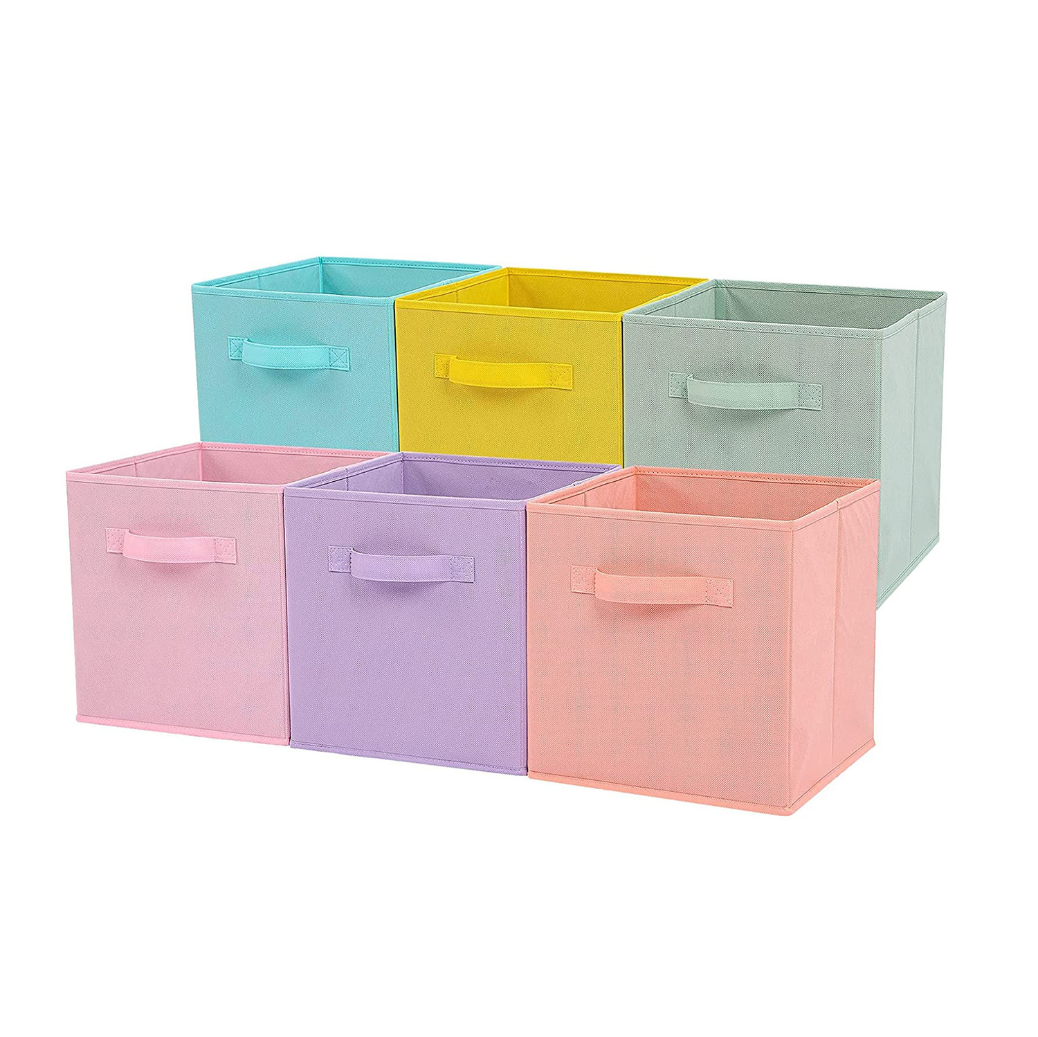 ANQI 6 Pack Pastel Multi-Color Foldable Storage Cube Basket Bin Organizer