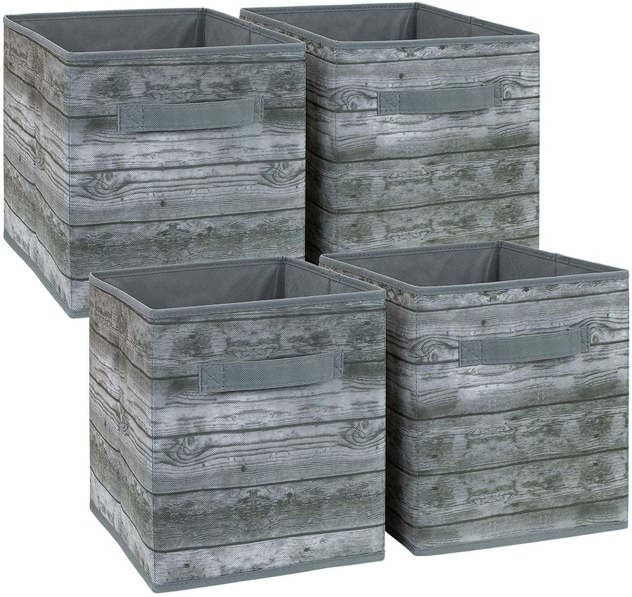 ANQI SET OF 4 Foldable Rustic Bin Gray factory made good quality storage bins and cubes foldable storage box closet organizer