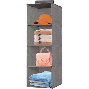 4-Shelf Hanging Closet Organizer Fabric Hanging Closet Shelves Collapsible Hanging Closet Organizer