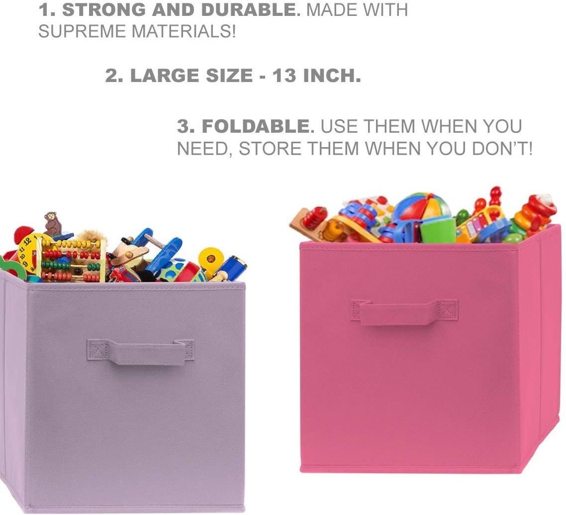 13x13x13 Inch Storage Cubes non woven box Storage Bins Dual Handles Foldable Cube Baskets for Home