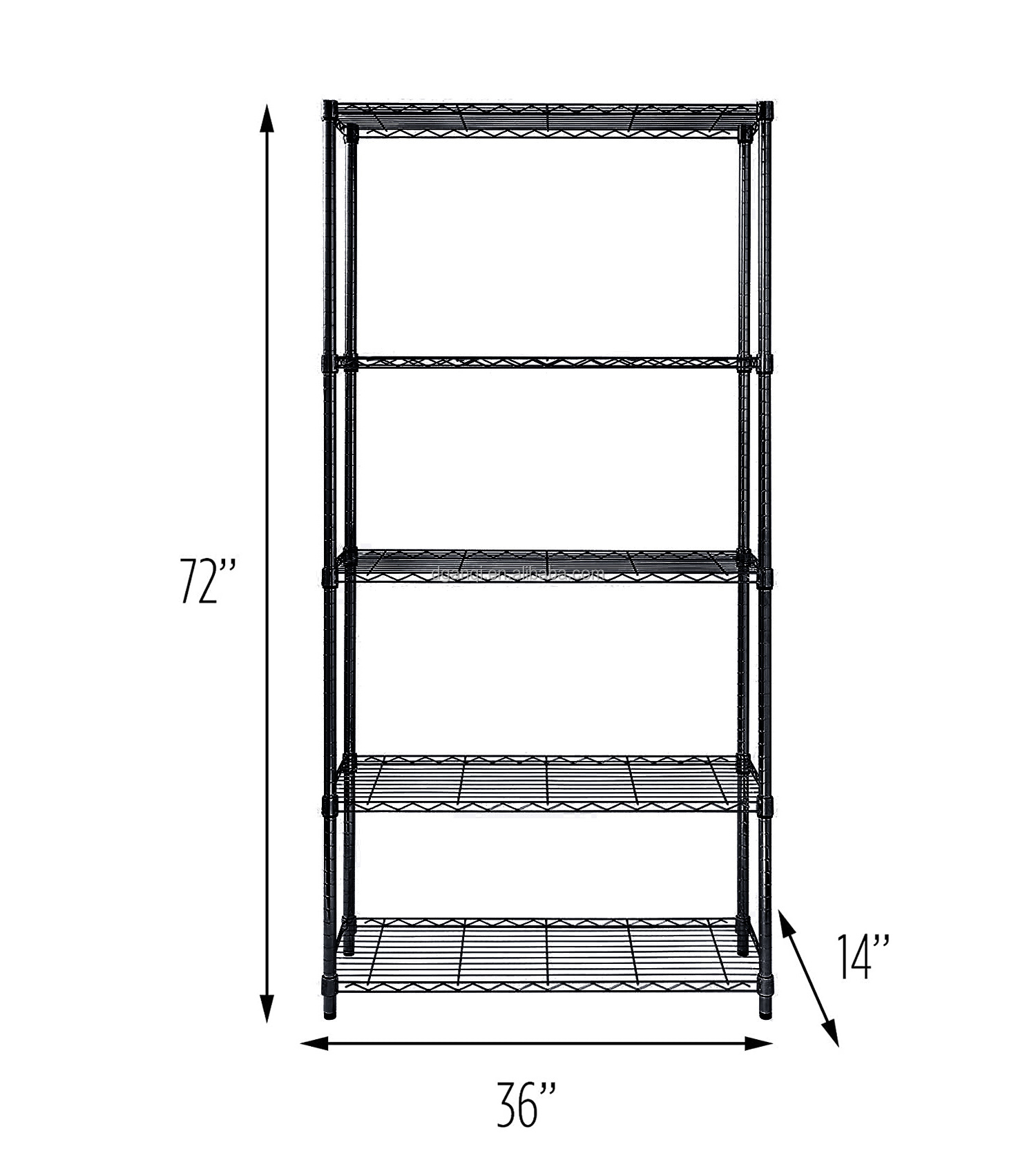 5-Shelf Adjustable Heavy Duty Storage Rack Kitchen Steel Shelf Organizer Wire Rack