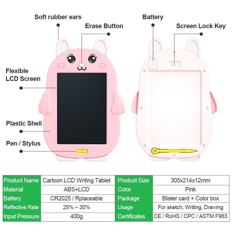 2023 New Cartoon Design Portable LCD doodle board Children's Drawing Board Writing Tablet