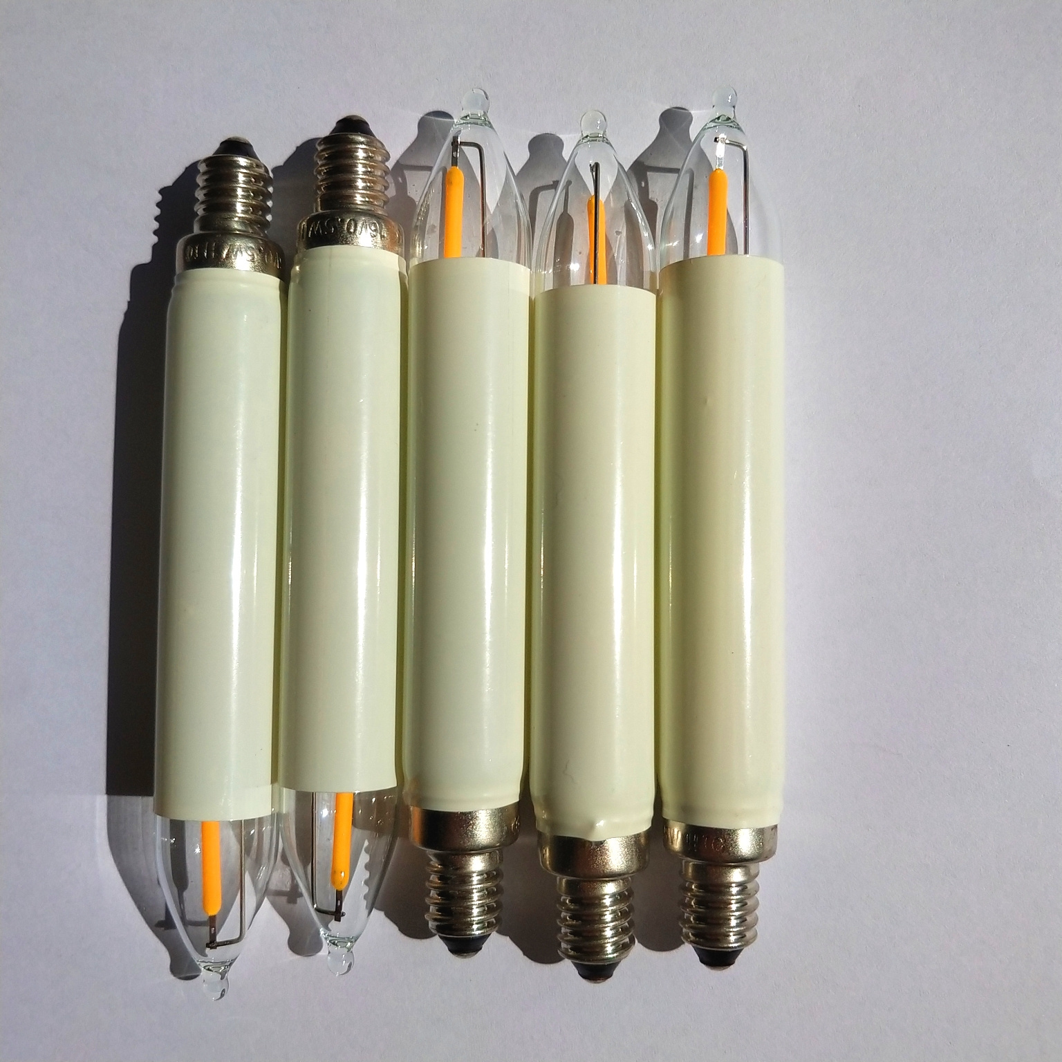 T15 e10 base led filament vertical candle bulb 12V0.5W warm white christmas string light bulb