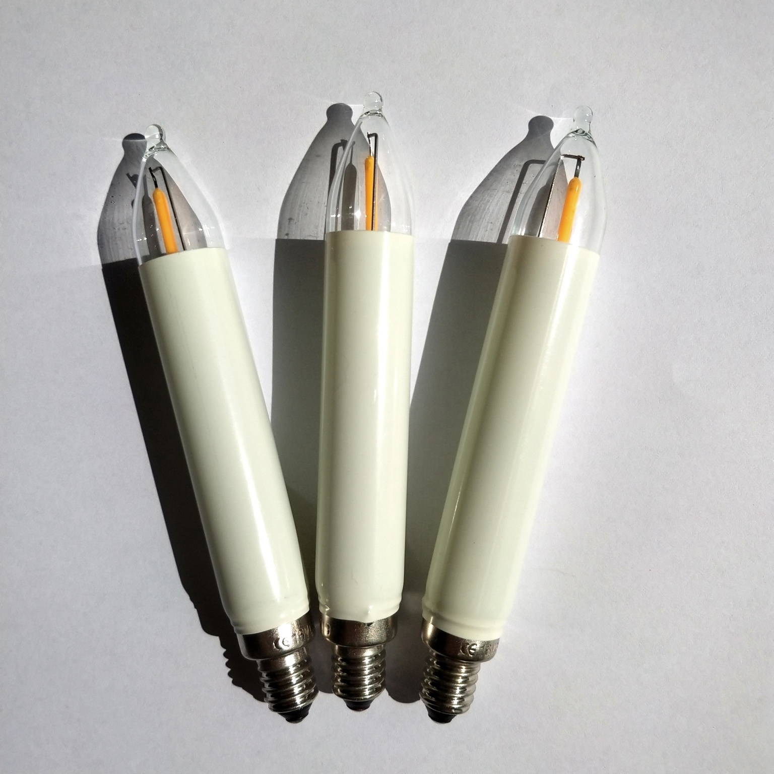 T15 e10 base led filament vertical candle bulb 12V0.5W warm white christmas string light bulb