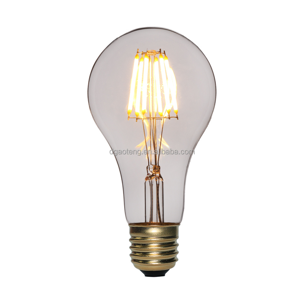 LED Filament Bulb 4W 6W 7W 8W Glass A60 A19 COB LED Light Amber Clear Edison Bulb E27 B22 E26 Classic Equal 40W Incandescent Lam