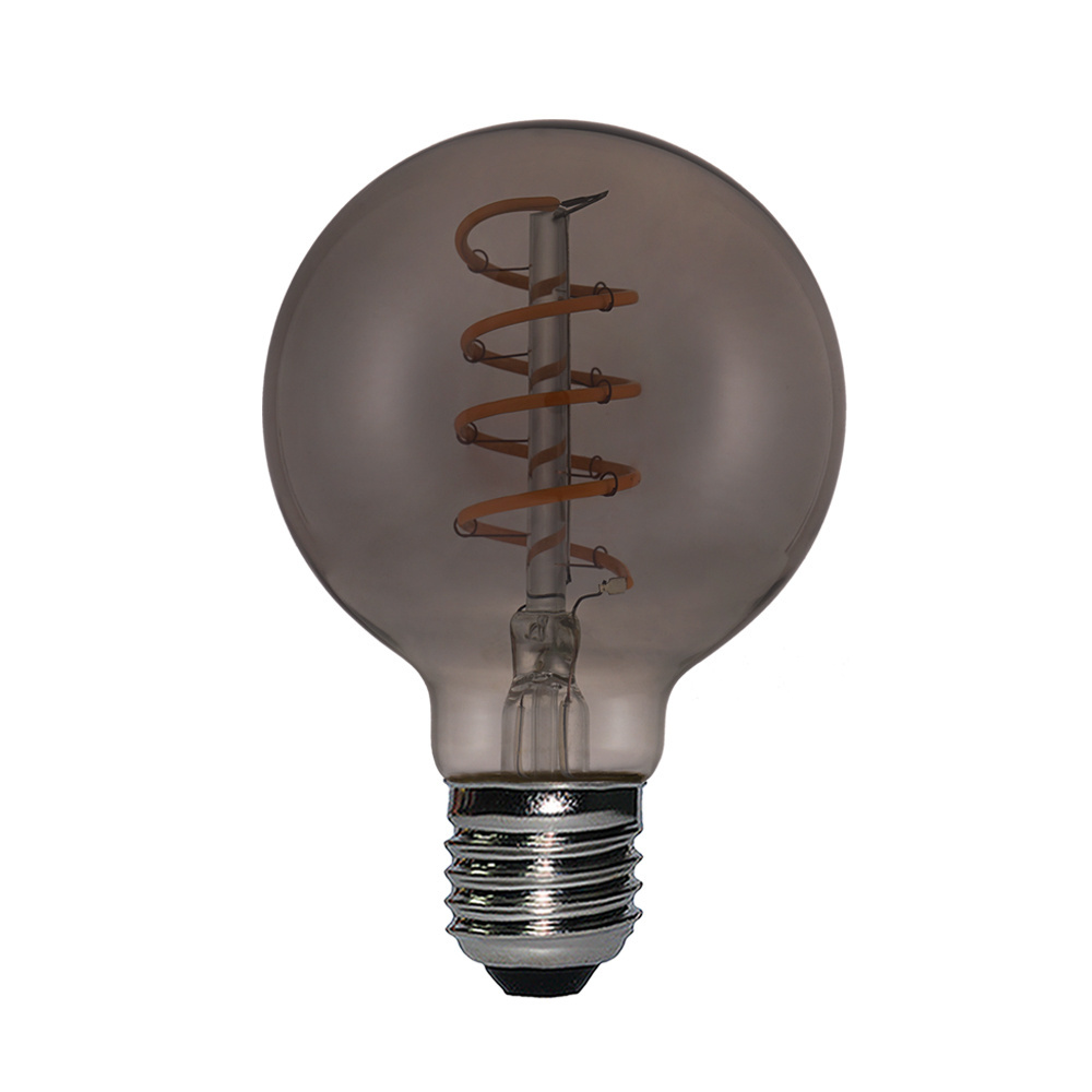 G80 3W Spiral Led Filament Light  25 Watt Edison Bulb Equivalent  Globe Bulb Amber Glass E26/E27 Base  Super Warm White 2200K  D