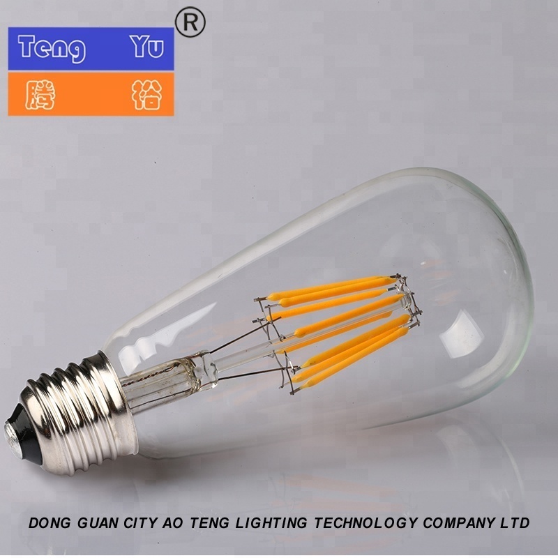 ST64 LED Edison Incandescent Light Bulbs E26  E27 Base Dimmable Decorative Antique Filament Light Bulbs