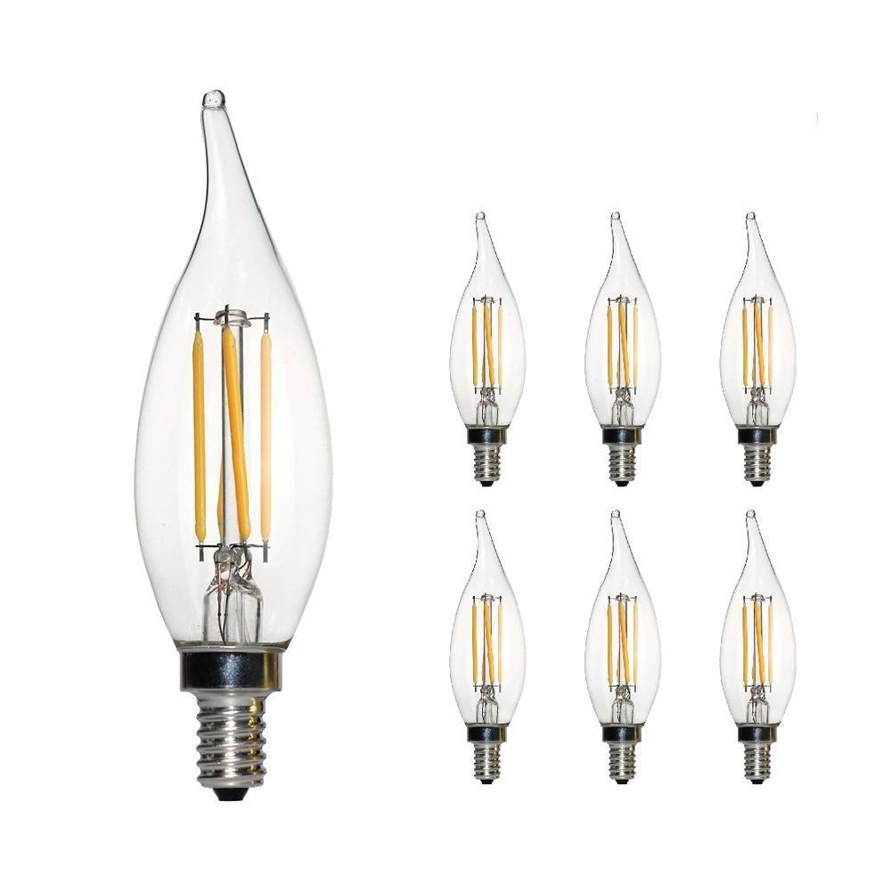 E14 LED Filament C35 Lamp C35L Dimmable Glass Candle Bulb AC 220V 240V 4W 8W 12W Replace 20W 40W 60W Halogen Light Chandelier