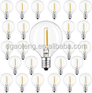 1W G40 Led Replacement Bulbs, Small Round Light Bulbs for Patio, 2200k Globe String Lights, E12