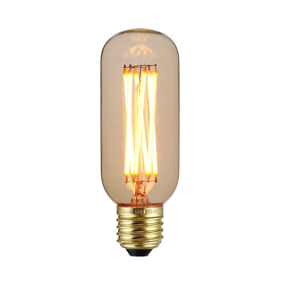 T45 E27 base Edison LED 6W flexible filament bulb 2700K warm white light 60W equivalent dimmable interior decoration bulb