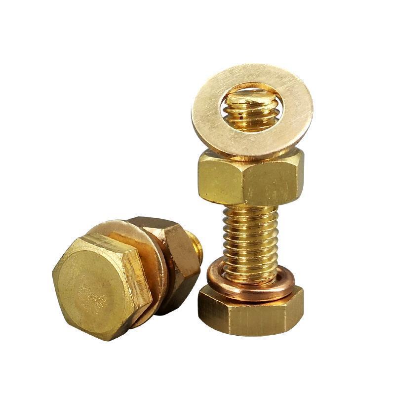 High quality  m4 Brass Combination of hex bolt with nut and washer