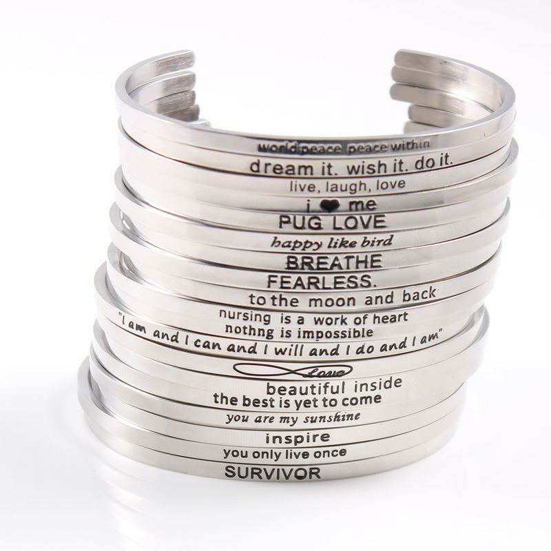 Wholesale fashion jewelry Engraved Personalized Message Customized Stainless Steel Bracelet For Women Men