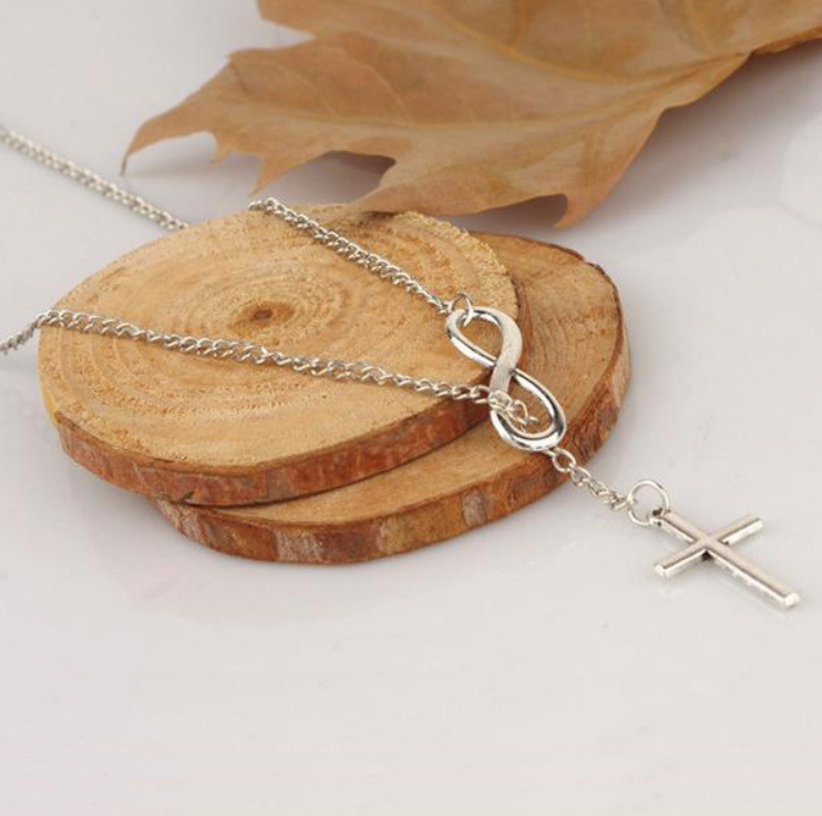 Hot Selling Products Lucky Number 8 Cross Stainless steel Necklace Choker Jewelry For Women