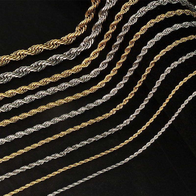 Quality Guarantee Gold Plated 18K 24K Rope Chain Necklace Stainless Steel For Christmas present