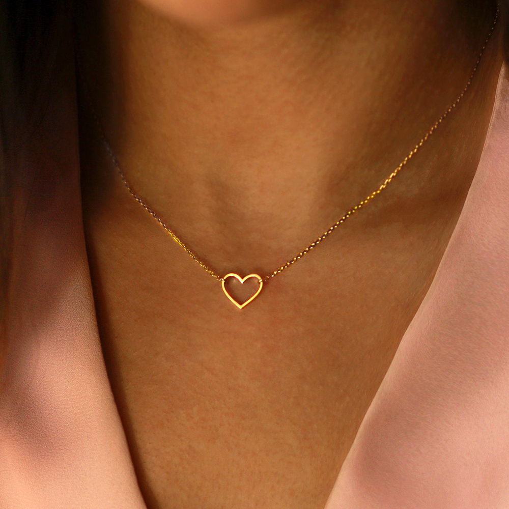 Dainty Tiny Stainless Steel 14K Gold Filled Small  Cross Heart Choker Pendant Necklace Charm Chain Necklace Women Jewelry