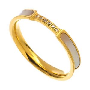 New Light Elegant Women Jewelry Stainless Steel Natural Shell Rings 18K Gold Plated Stainless Steel Shell Ring