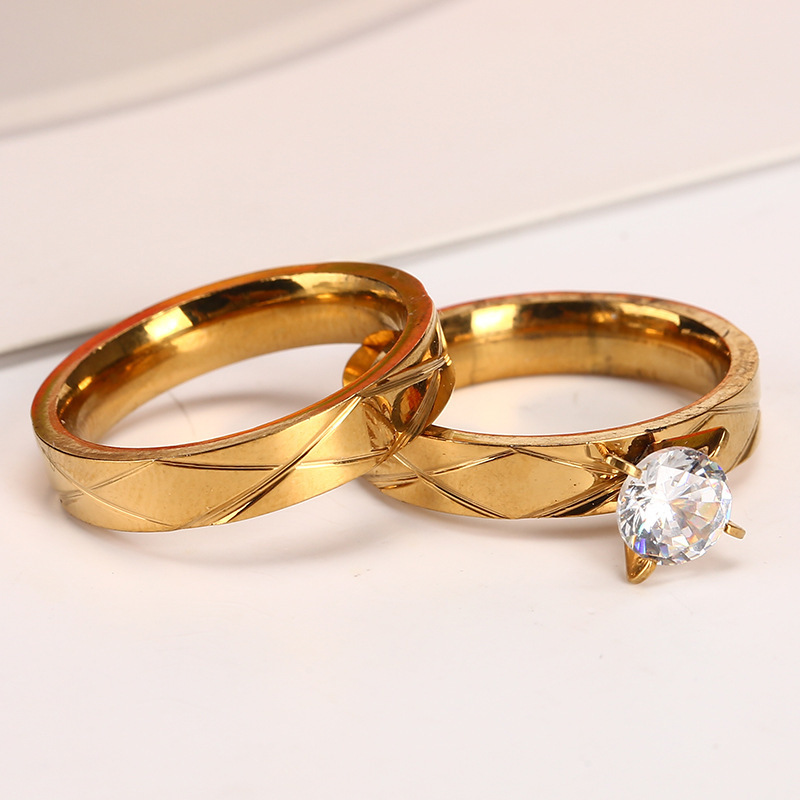 Good Price For Stainless Steel  gold wedding ring Wedding Couple Stainless Steel Rings Men