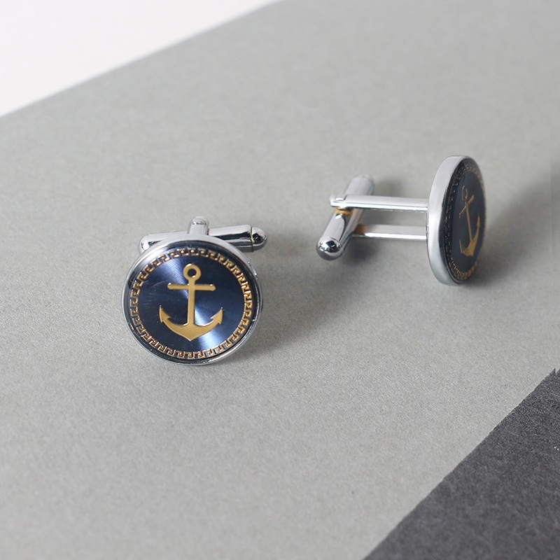 Hot Sales New Boutique Enamel Boat Anchor Cuff Links In Stock Men's French Shirt Button Cuff Nails Wholesale Price Cuff Links