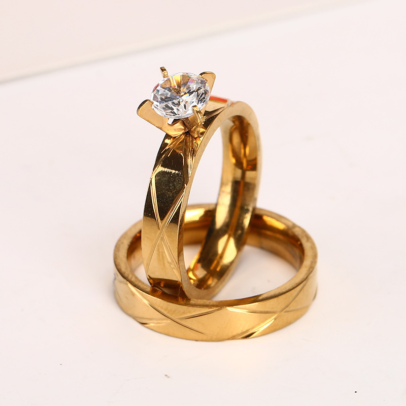 Good Price For Stainless Steel  gold wedding ring Wedding Couple Stainless Steel Rings Men