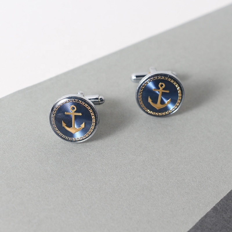 Hot Sales New Boutique Enamel Boat Anchor Cuff Links In Stock Men's French Shirt Button Cuff Nails Wholesale Price Cuff Links