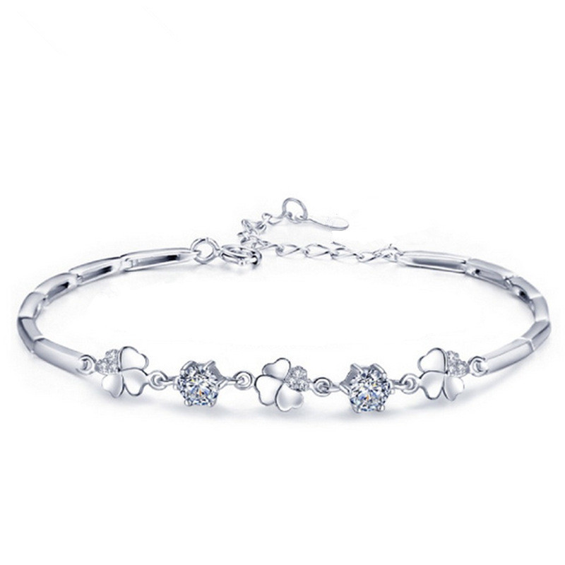 Plated 925 Women's Bracelet, Beautifully Rotating Flower Zircon Bracelet