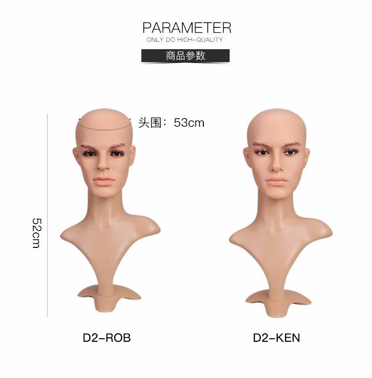 male display half face mannequin display head with shoulders for hats