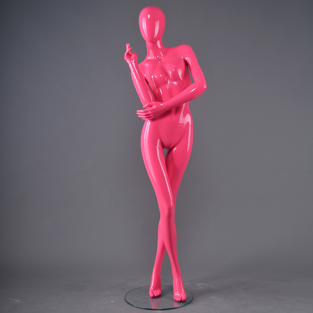 Faceless fashion modern used store dress dummy busty bra display female pink mannequin for sale