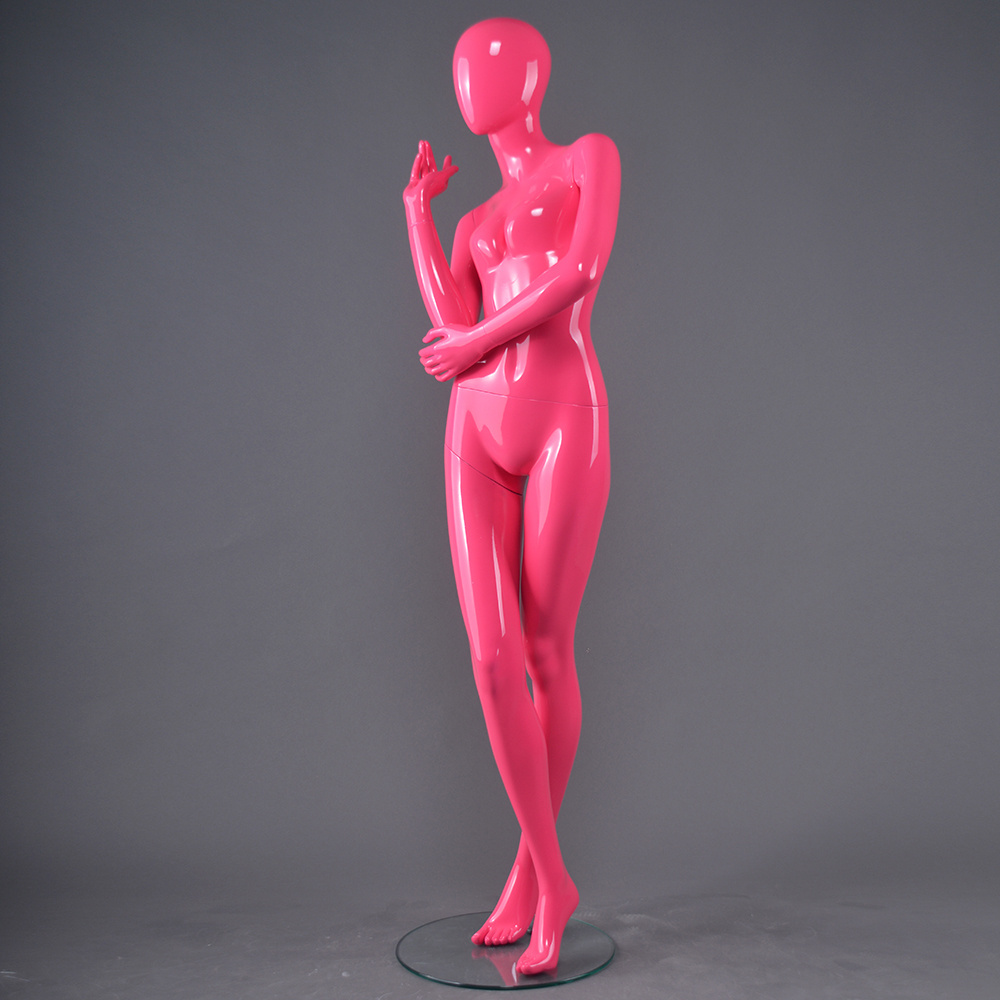 Faceless fashion modern used store dress dummy busty bra display female pink mannequin for sale