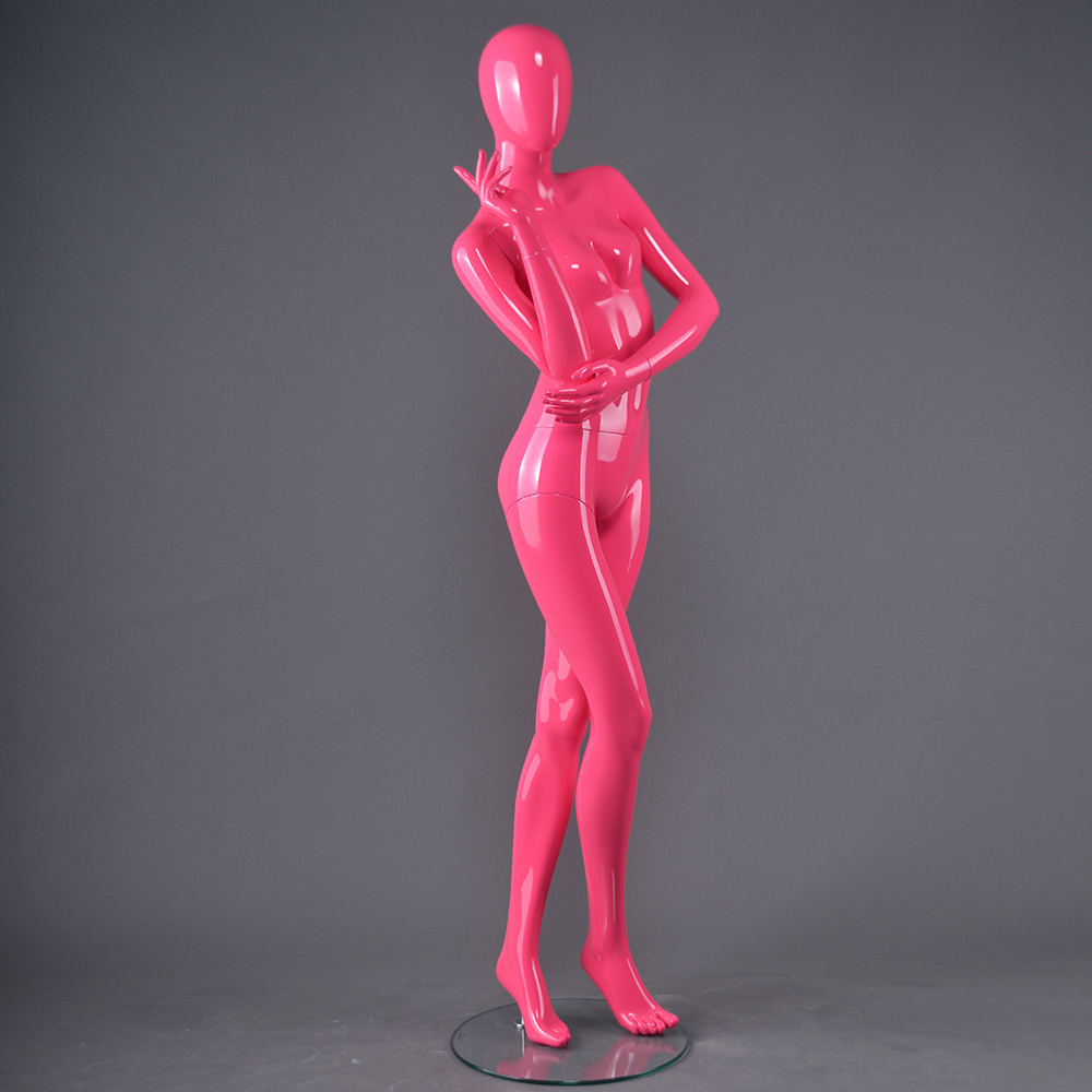 Faceless fashion modern used store dress dummy busty bra display female pink mannequin for sale