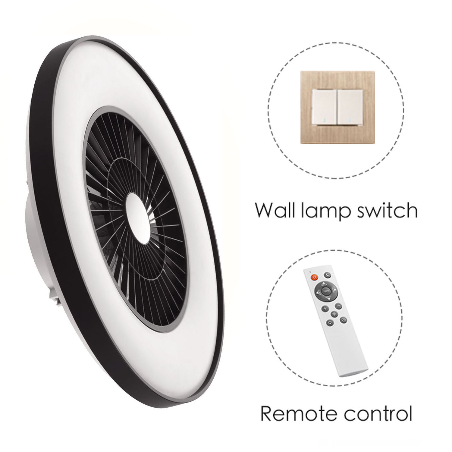 Modern Ceiling Fan Lights 3 Speed Adjustable Remote Control Round Fan Lamps Invisible Ceiling Lamp Fan