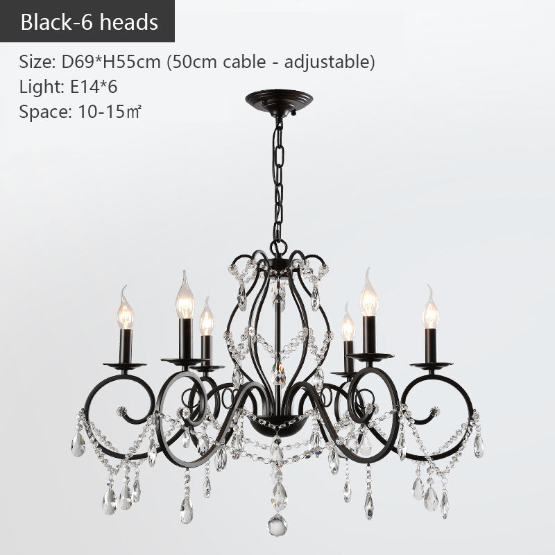 Good Quality Adjustable Light Dining Black Study Wrought Iron Islamic Chandelier Modern