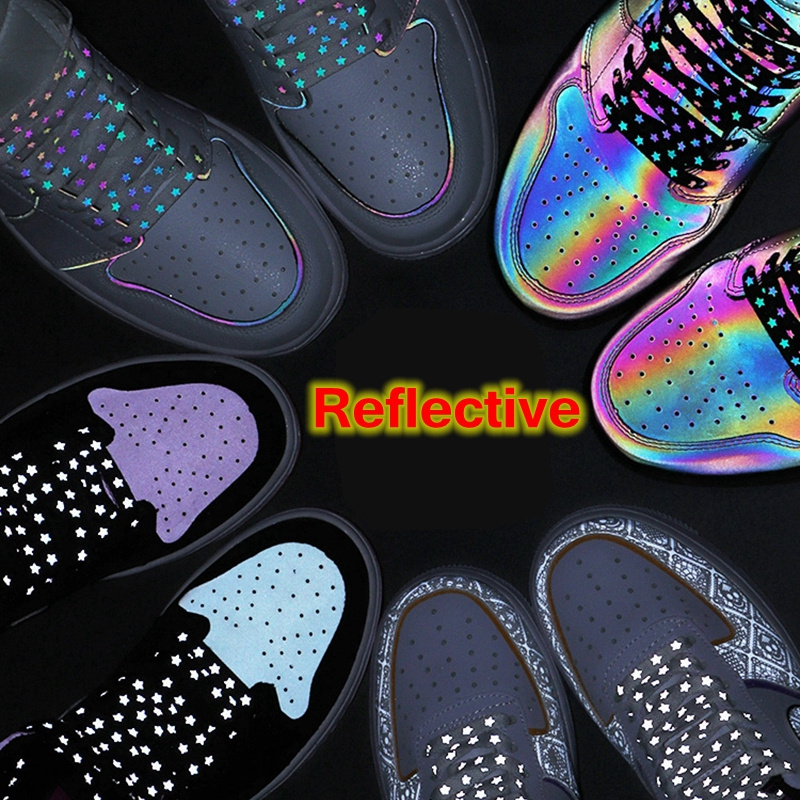 1 Pair Flat Reflective Canvas Shoes Laces Man And Woman Night run Cool Shoelace Fashion trend universal shoelaces 120/140/160cm