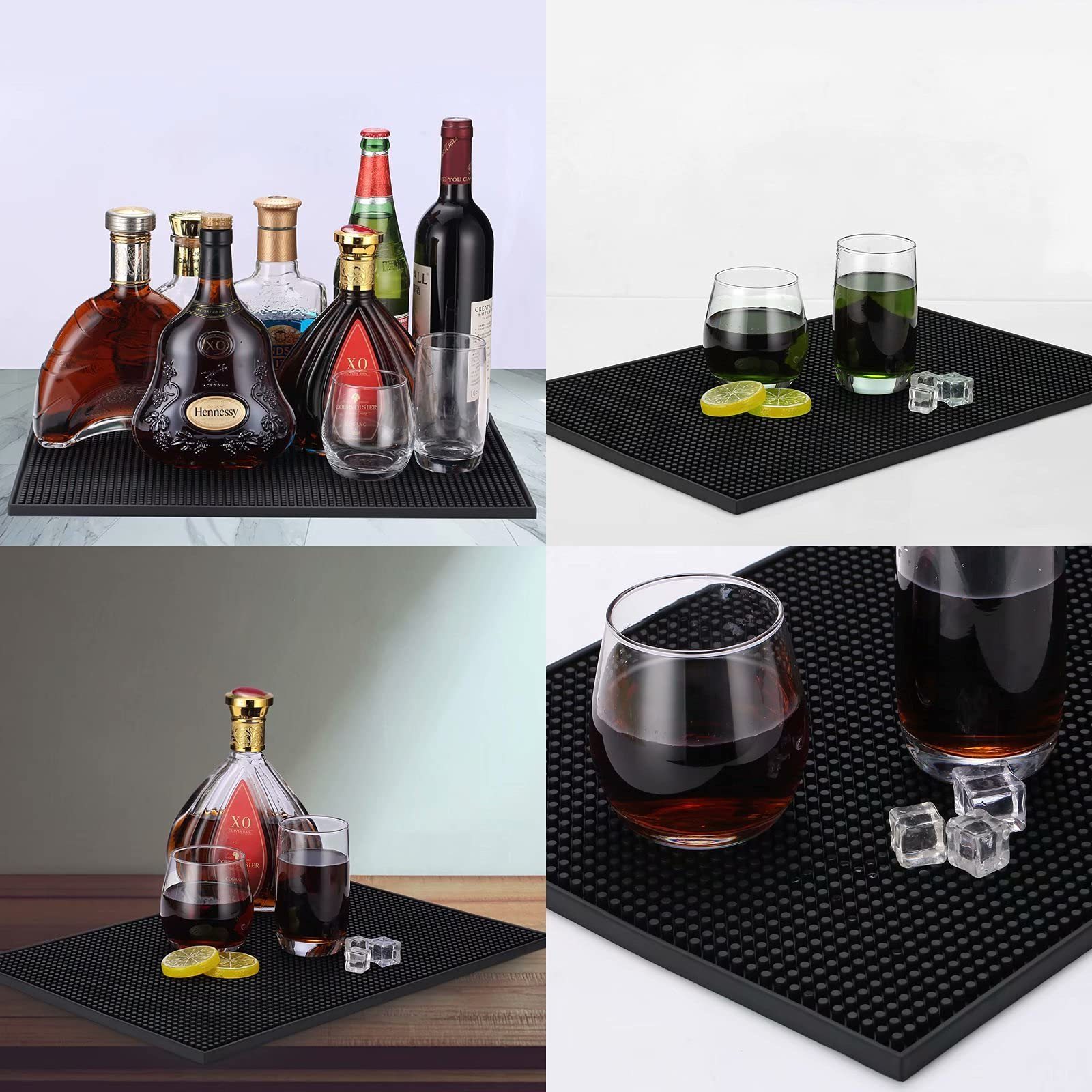 Soft PVC Bar Mat 17.72IN x 11.81IN Premium 0.39 Thick Coffee Bar Spill Service Mats for Coffee Bar Restaurants