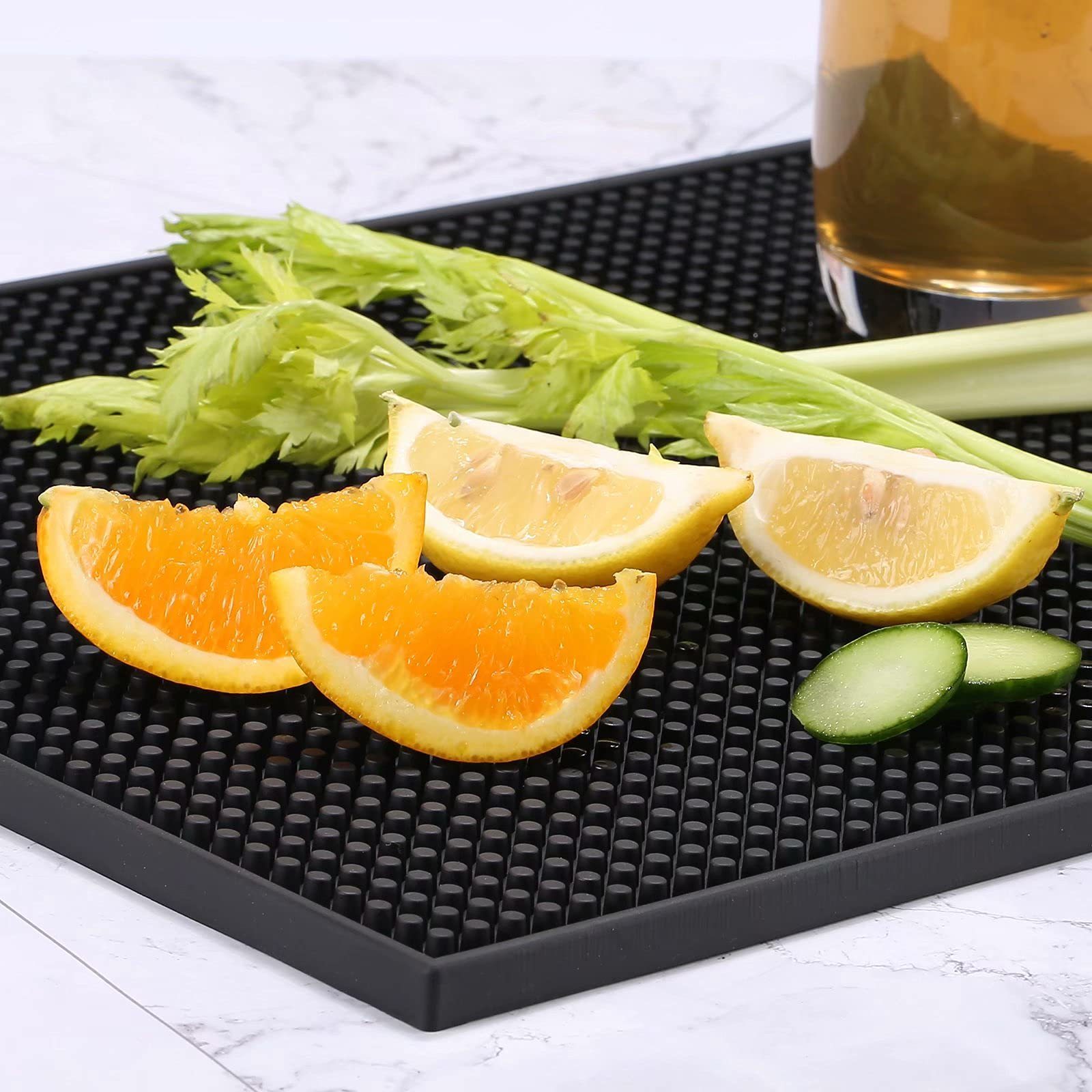 Soft PVC Bar Mat 17.72IN x 11.81IN Premium 0.39 Thick Coffee Bar Spill Service Mats for Coffee Bar Restaurants