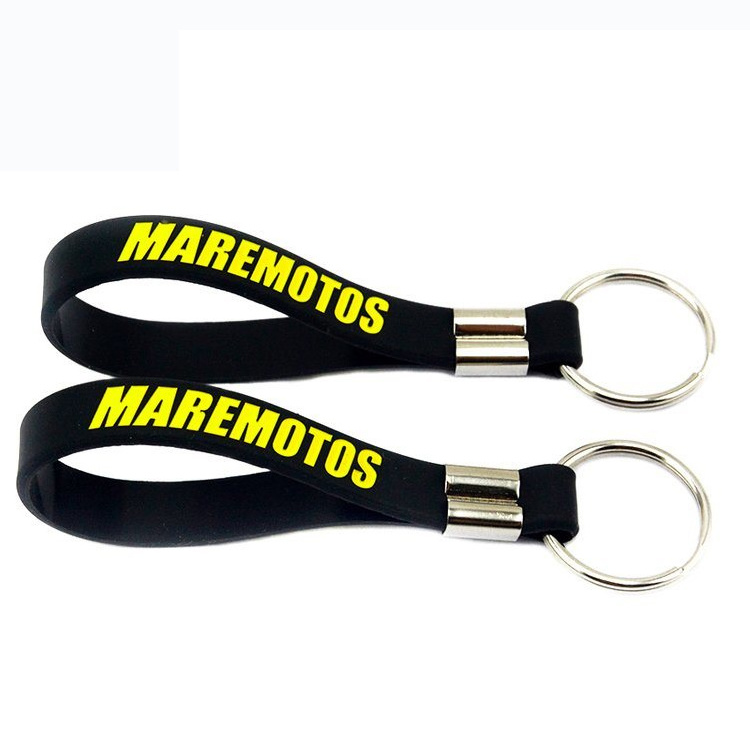 Factory Custom Logo Silicone Rubber Loop Key Ring, Silicone Strap Key Rings, Customize Short Wrist Band Key Fob Multi Colors