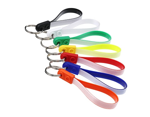 Factory Custom Logo Silicone Rubber Loop Key Ring, Silicone Strap Key Rings, Customize Short Wrist Band Key Fob Multi Colors