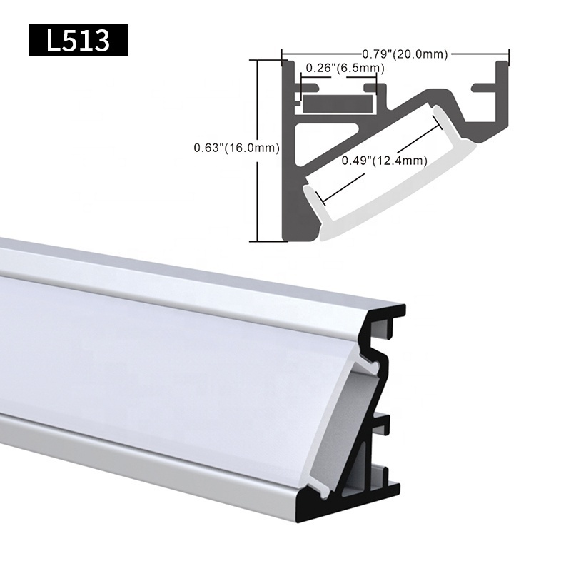 20*16MM For Cabinet line lamp alu profil channel extrusion 45 degree wall angle led strip lighting corner led aluminum profile