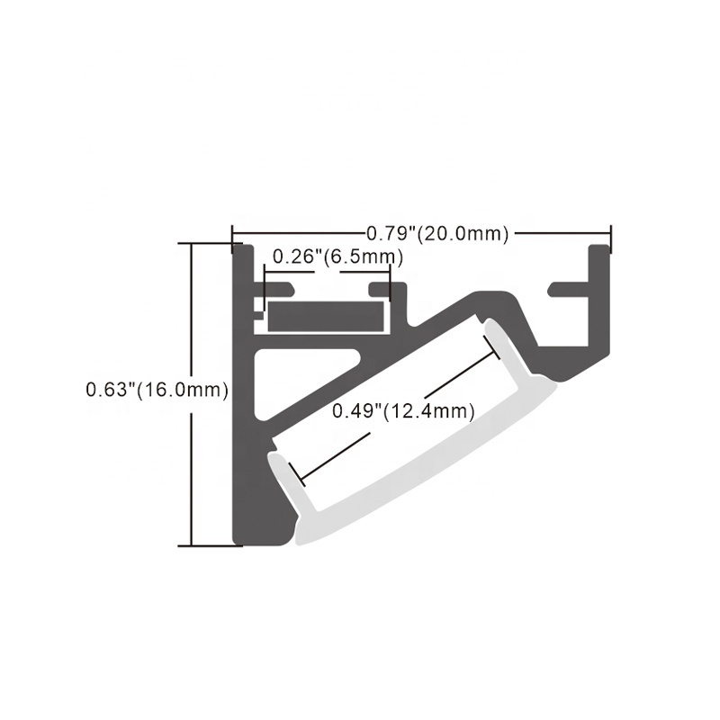 20*16MM For Cabinet line lamp alu profil channel extrusion 45 degree wall angle led strip lighting corner led aluminum profile
