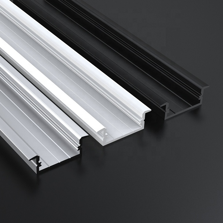 System Recessed Aluminium Holder Diffuser Mounting Extrusion Strip Light LED Channel Black