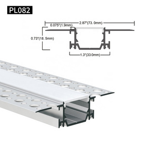 73*18.5MM Ceiling Wall Alu Profil Channel housing Recessed Architectural Drywall Gypsum Plaster in LED Aluminium Profile