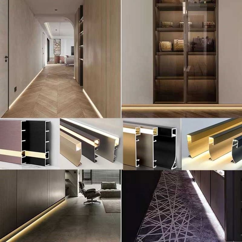 Office Decoration Aluminium Extrusion LED Profile Trim Floor Accessories Metal Trim Tiled Flooring Edging Strip for Living Room