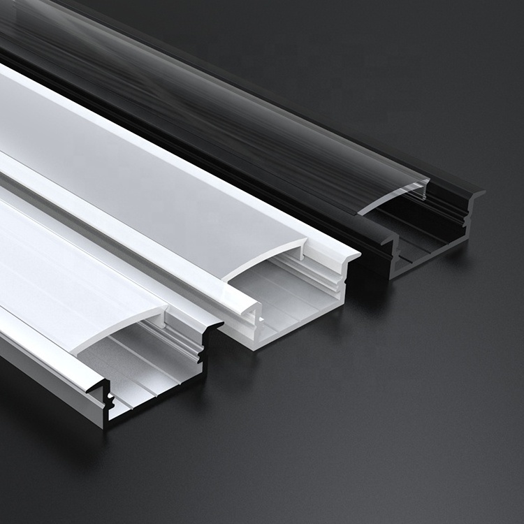 System Recessed Aluminium Holder Diffuser Mounting Extrusion Strip Light LED Channel Black