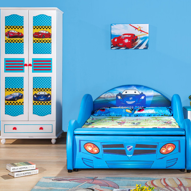 High Quality Comfortable Blue Kids Car Beds