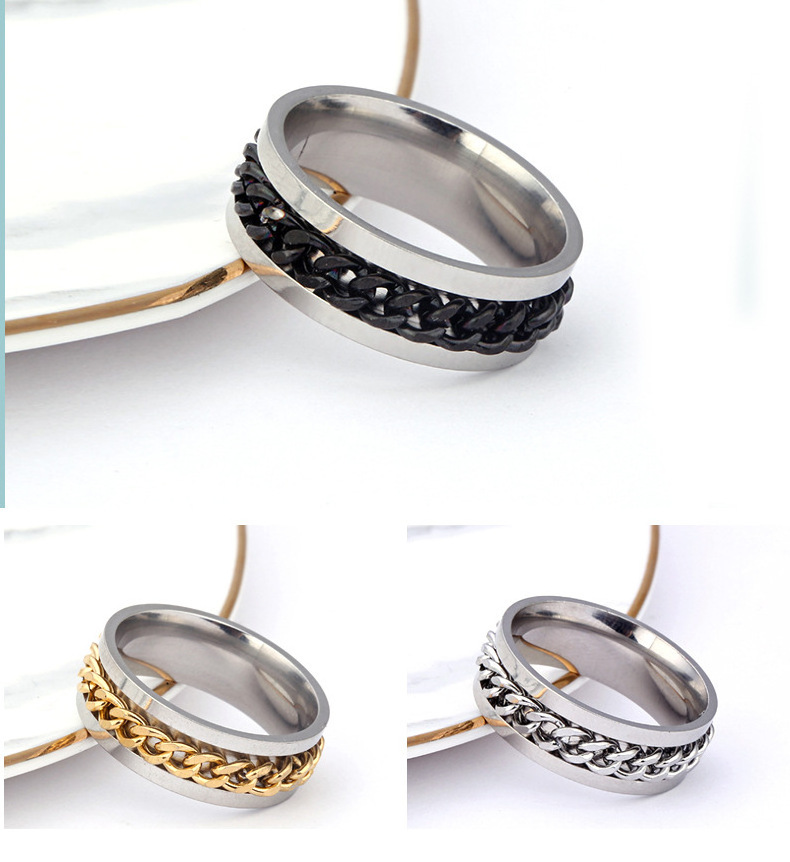 Bottle Opening Finger Ring Open Beer Ring Decompression Men's Rotatable Chain Titanium Steel Ring Jewellery